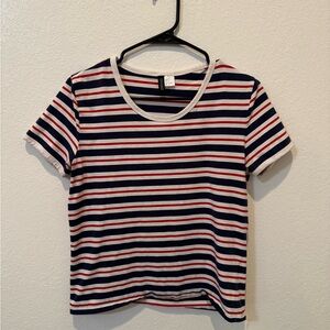H&M Striped Short Sleeve Tee - Navy, Red, White